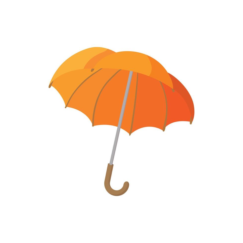 Open orange umbrella icon, cartoon style vector