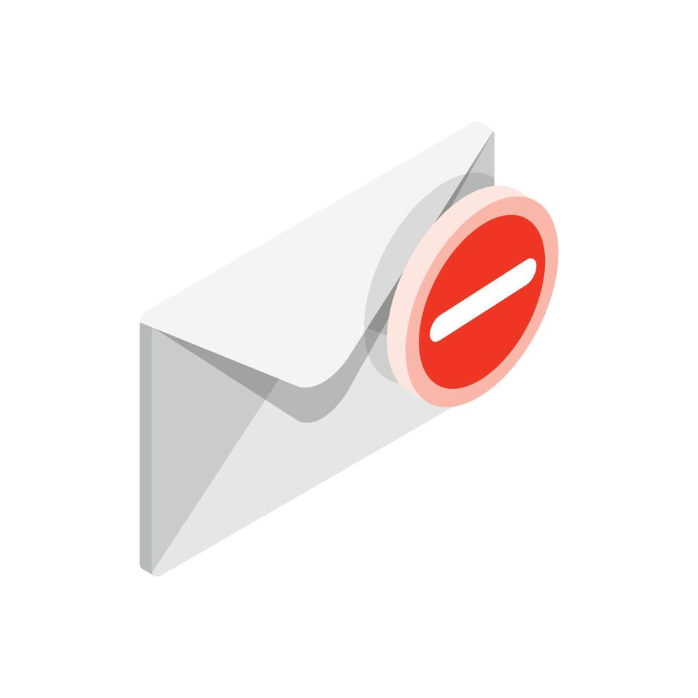 Envelope with minus sign icon, isometric 3d style vector