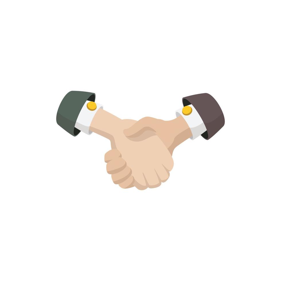 Business agreement handshake icon, cartoon style vector