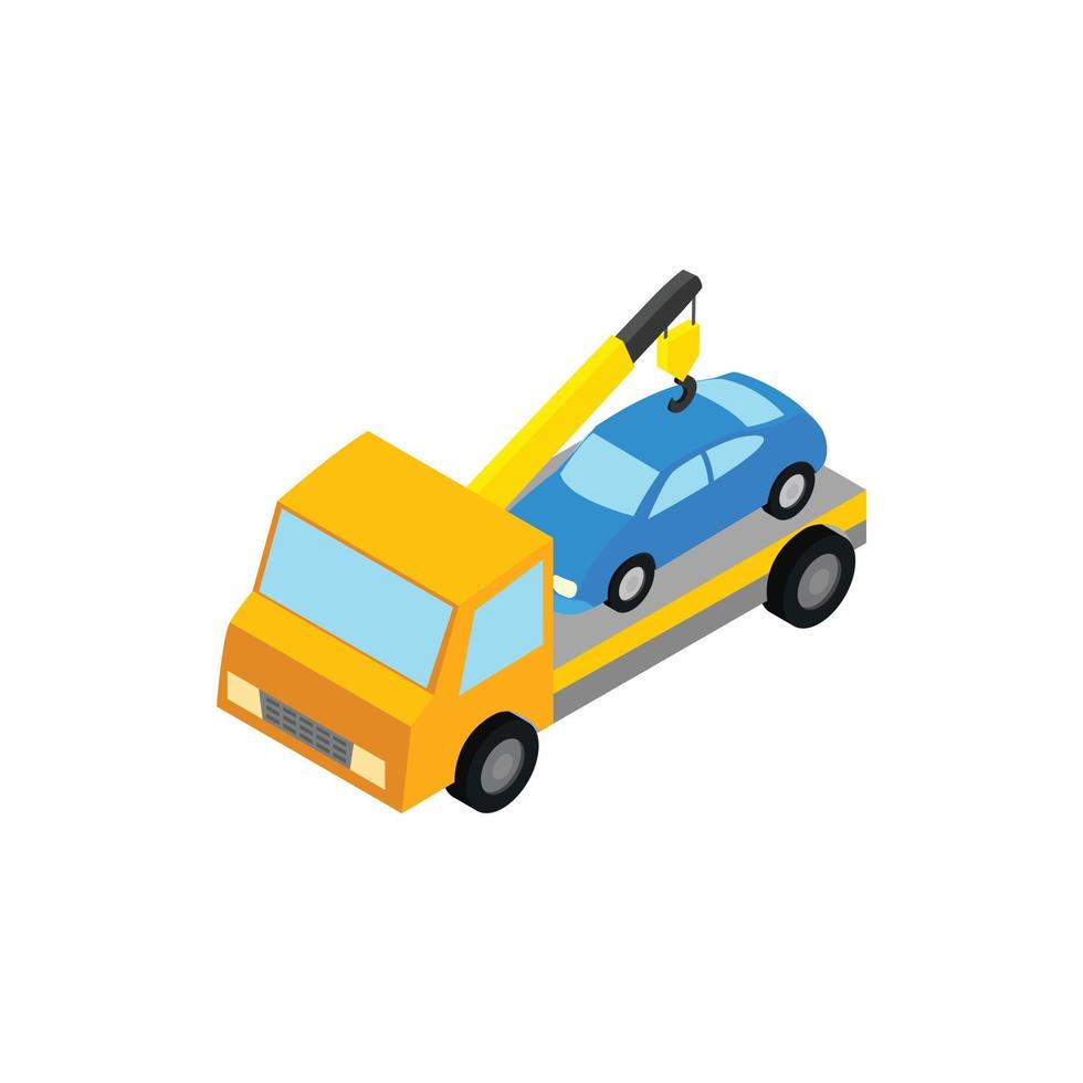 Tow truck hauls car to penalty parking icon vector
