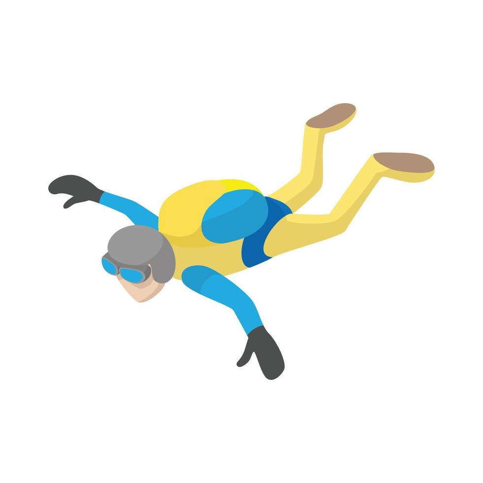 paracaidista en icono de caída libre, estilo de dibujos animados vector