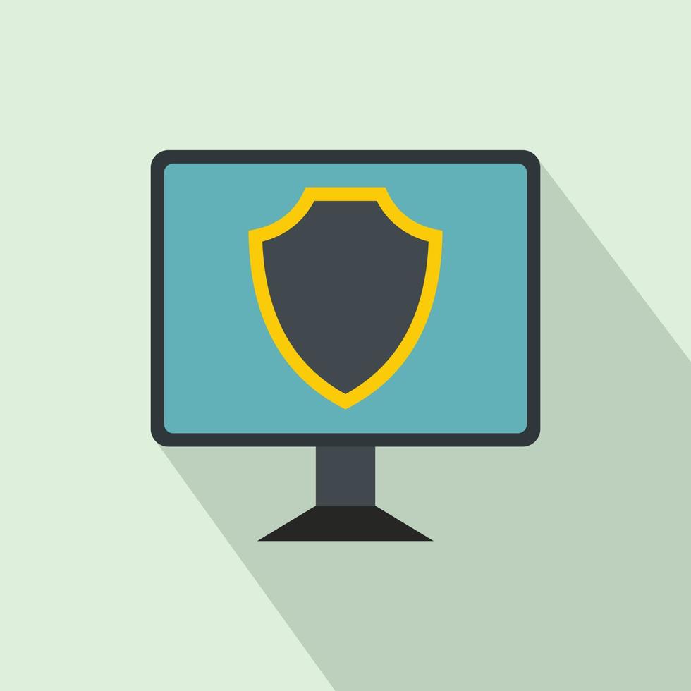 Monitor with security shield on the screen icon vector