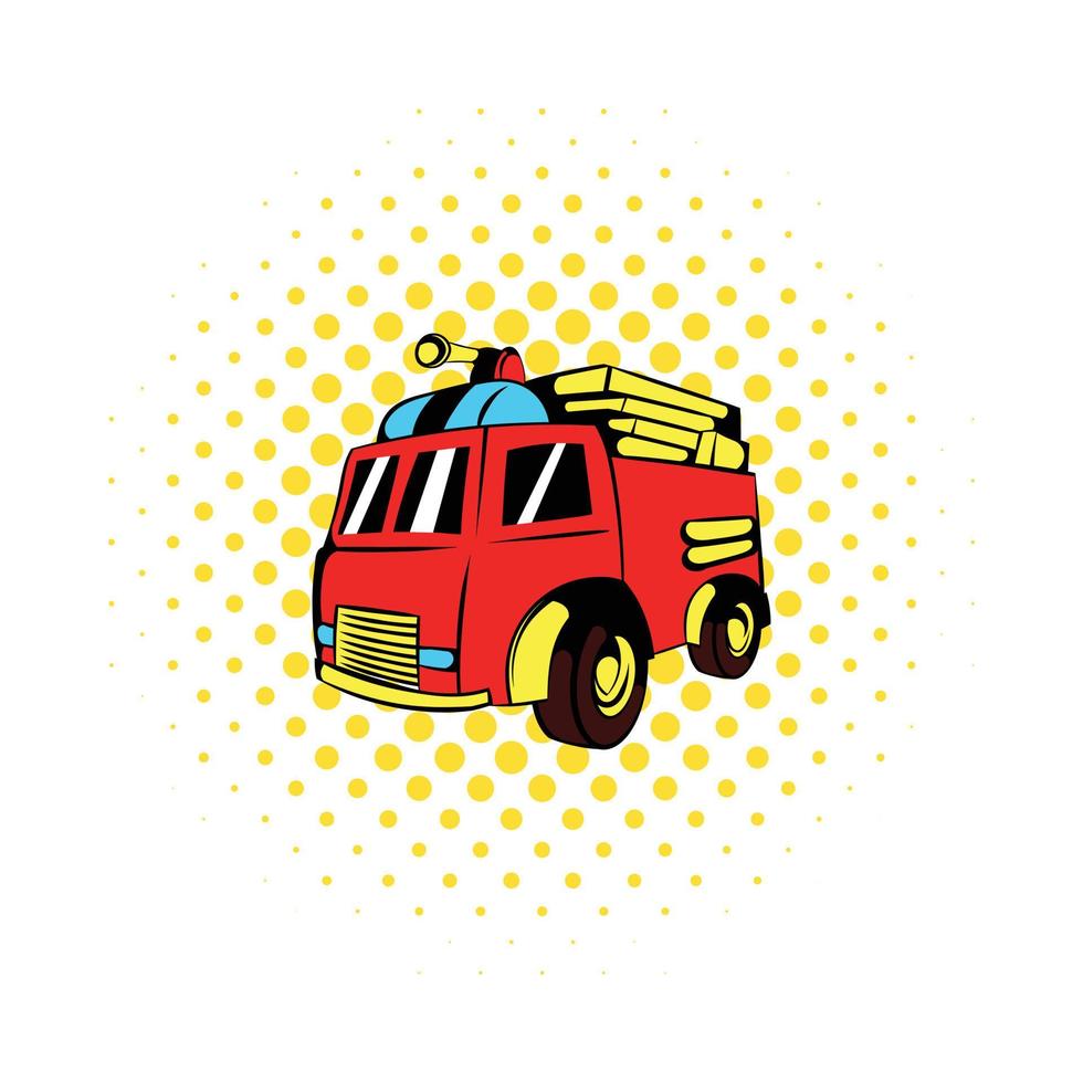 Fire truck icon, comics style vector