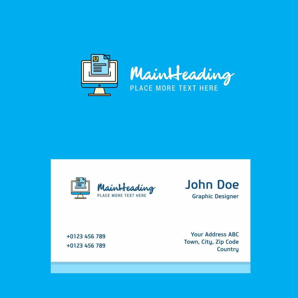 Document in computer logo Design with business card template Elegant corporate identity Vector