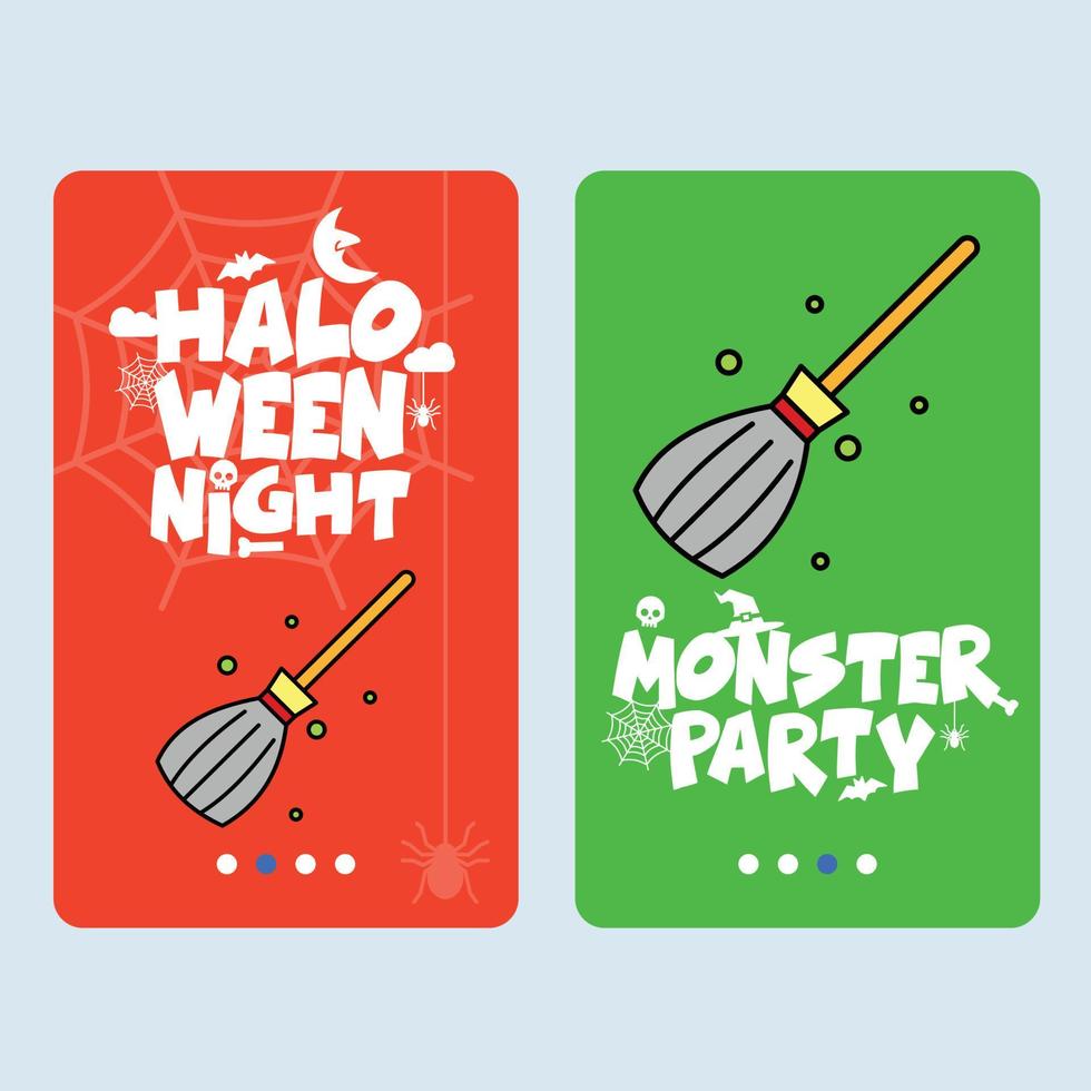 Happy Halloween invitation design with broom vector