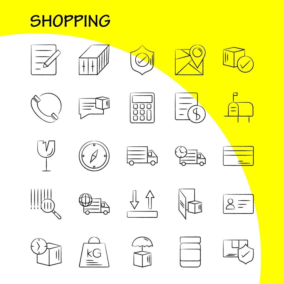 Shopping Hand Drawn Icon for Web Print and Mobile UXUI Kit Such as Bottle Health Shipping Delivery World Transport Map Delivery Pictogram Pack Vector