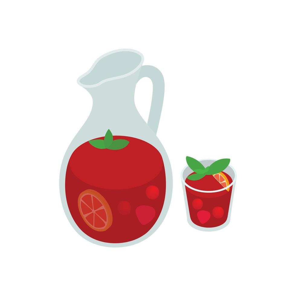 Jar and glass of fresh sangria icon vector