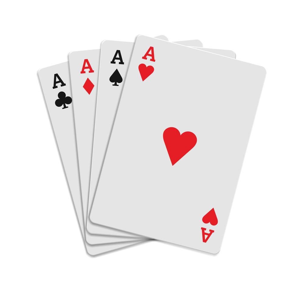 icono de cuatro ases jugando a las cartas, estilo realista vector