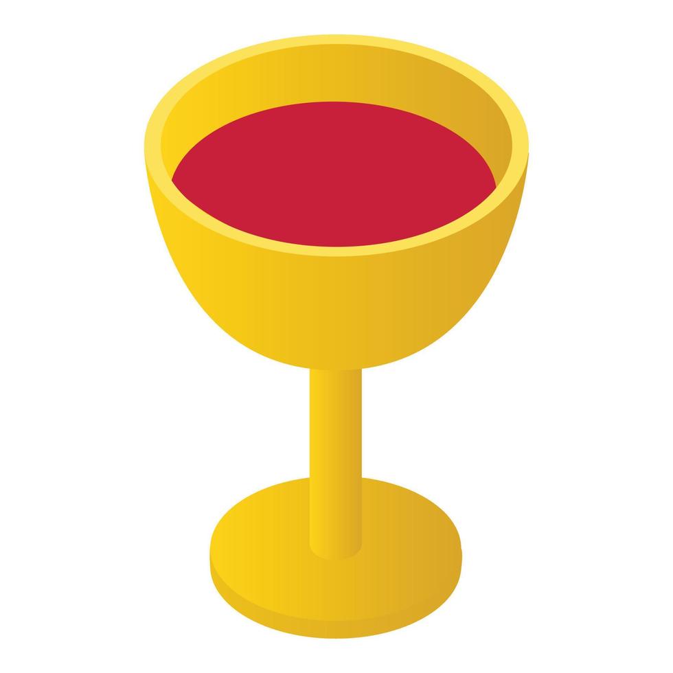 copa de oro con vino icono isométrico 3d vector