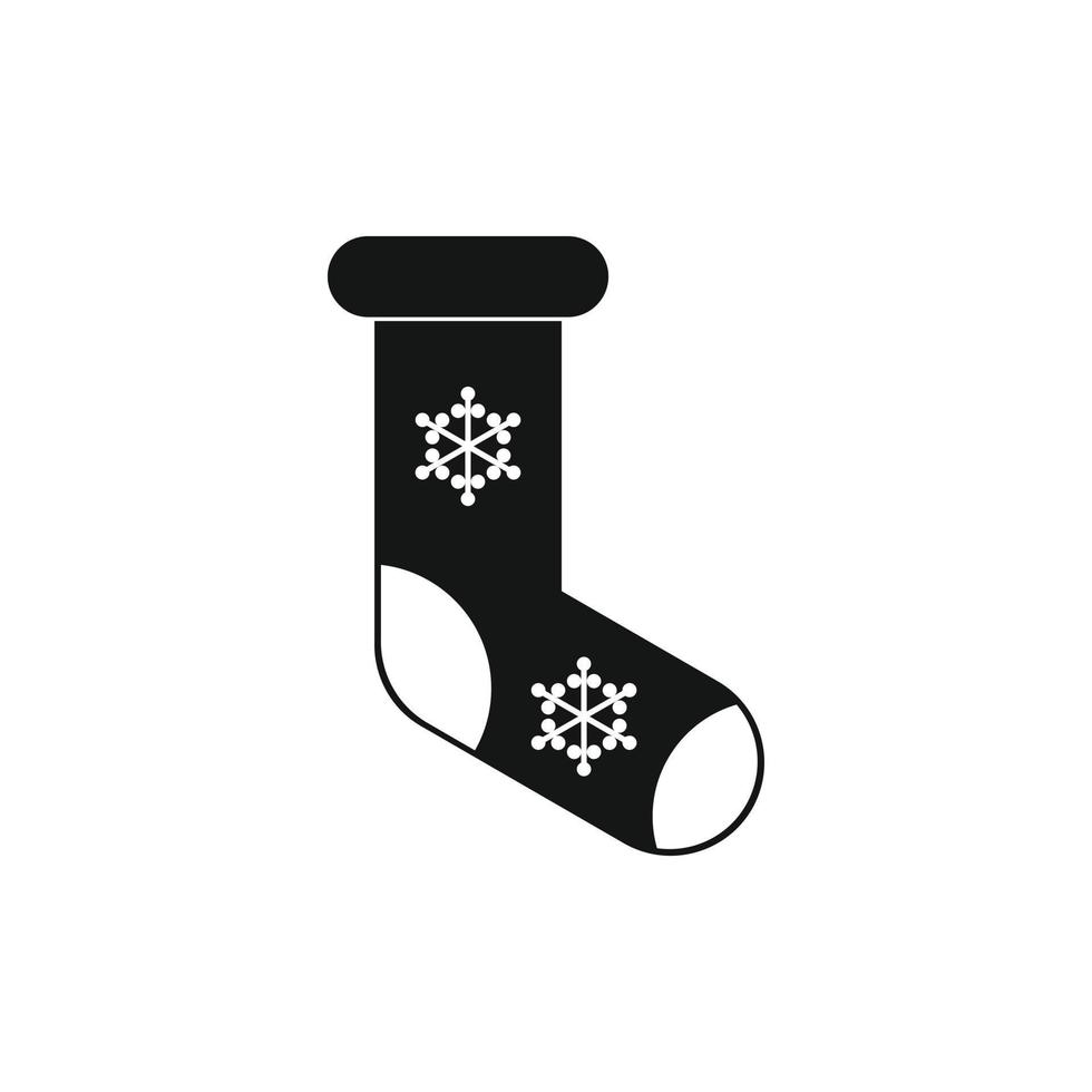 Christmas sock icon, black simple style vector