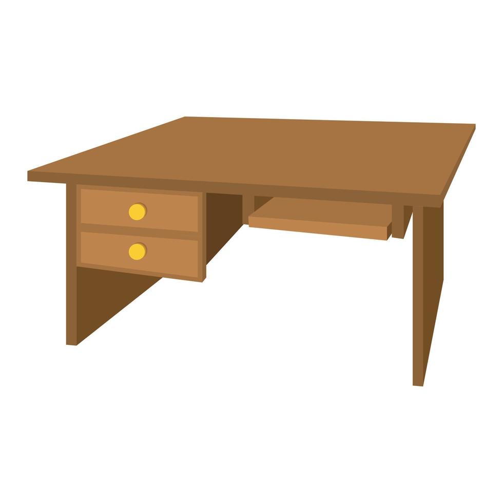 Wooden office desk cartoon icon vector