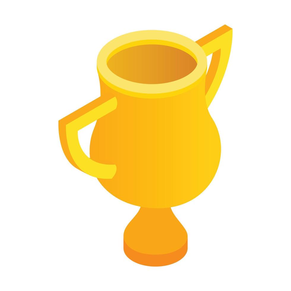 Golden trophy cup isometric 3d icon vector