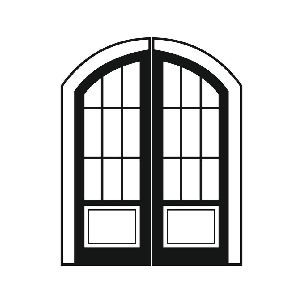 Double door icon, simple style vector