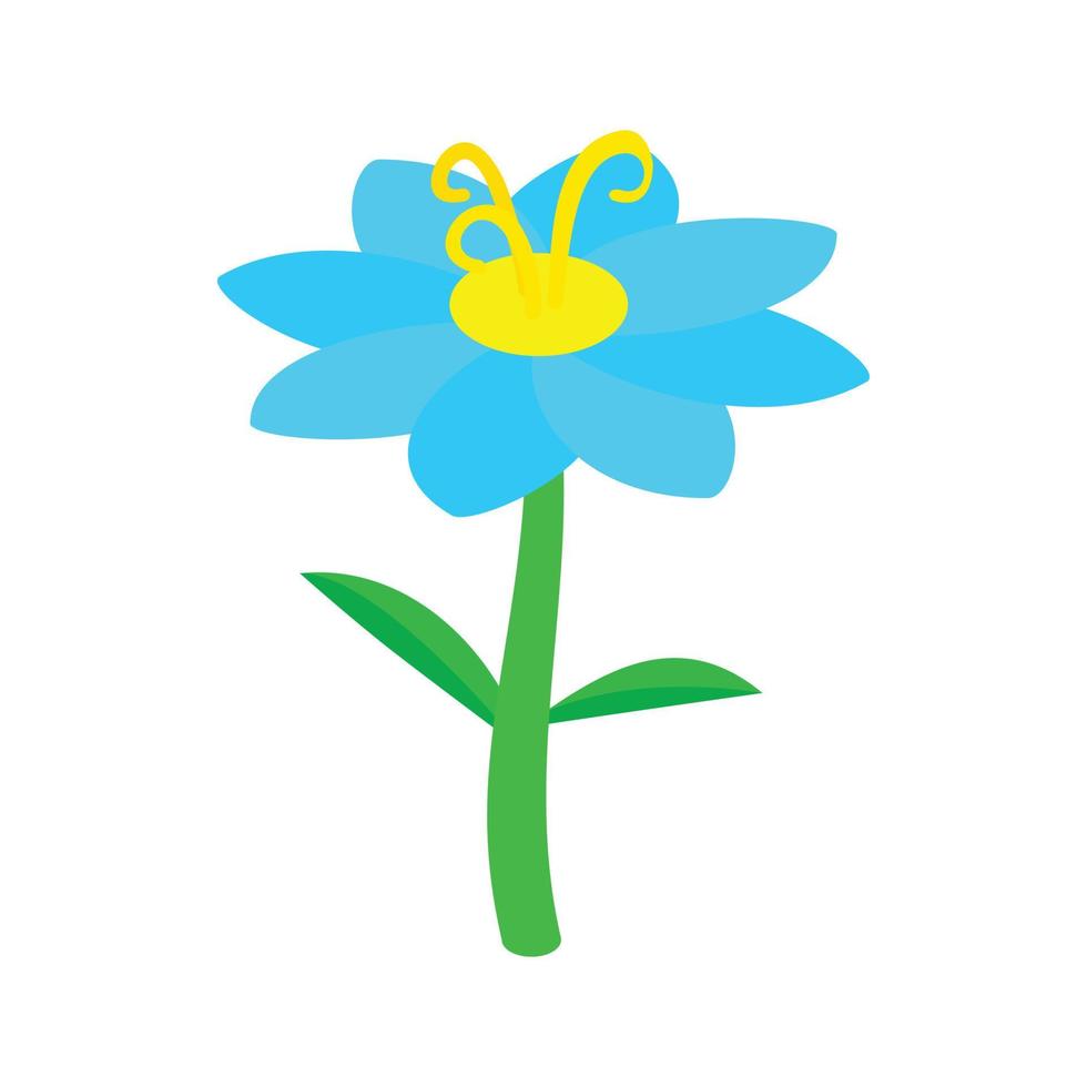 Blue flower icon, isometric 3d style vector