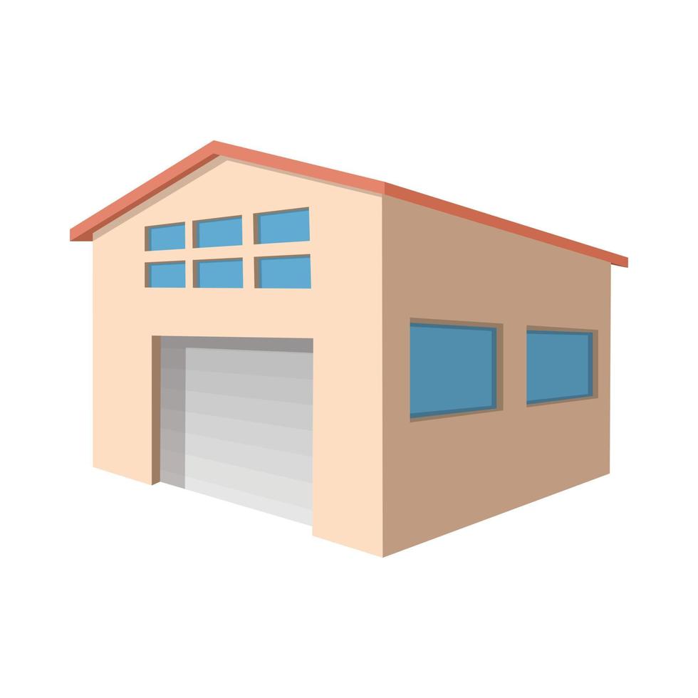 Industrial warehouse with roller door cartoon icon vector