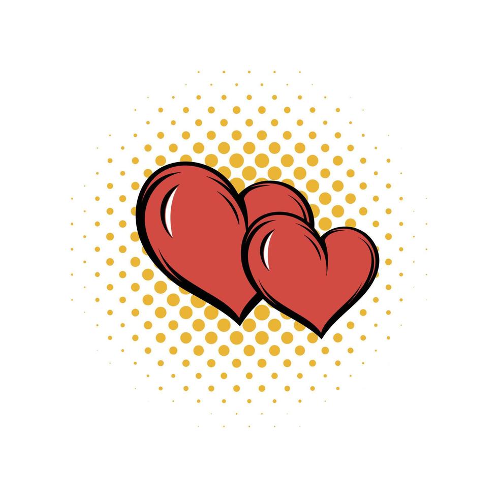 icono de cómics de dos corazones vector