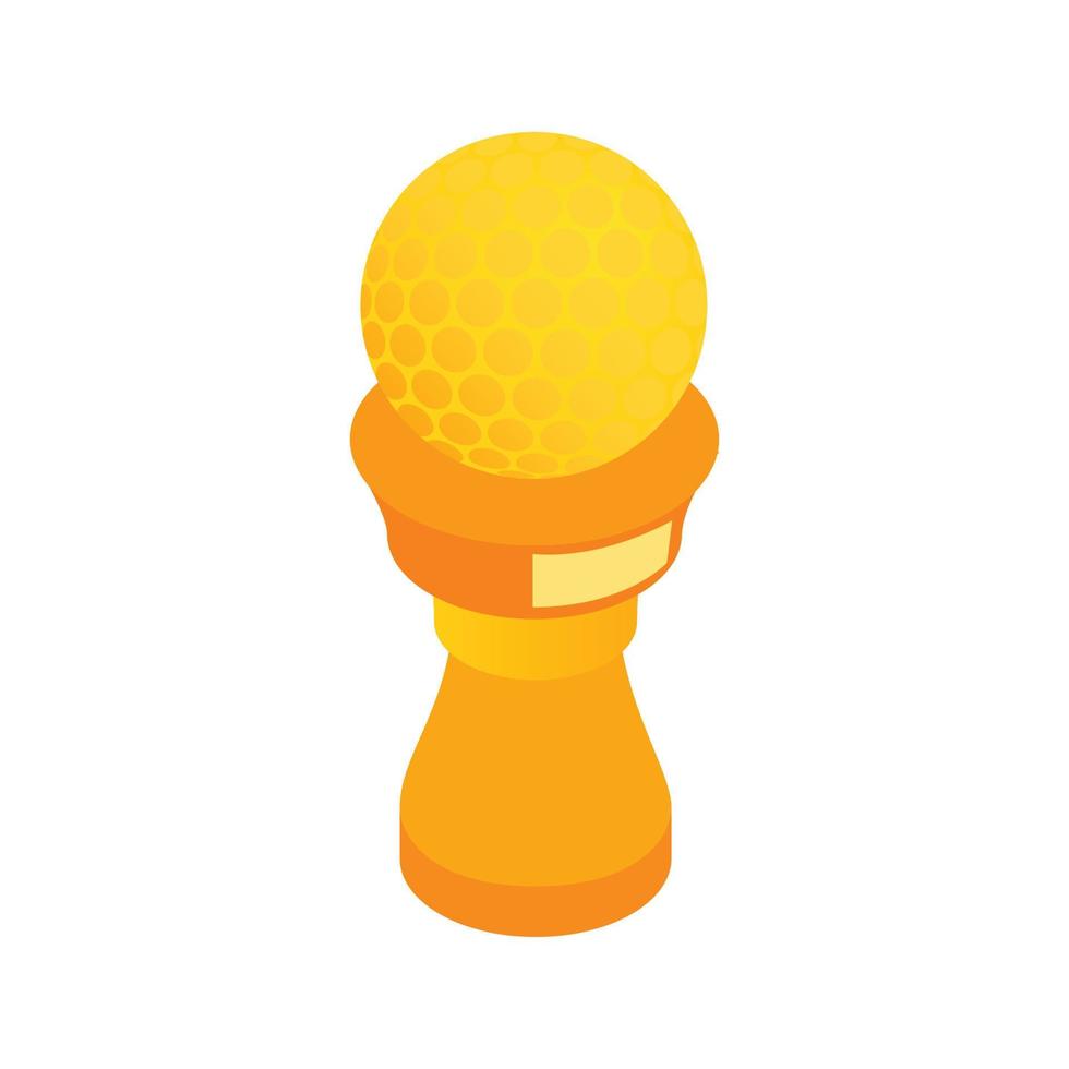 Golden trophy with golf ball isometric 3d icon vector