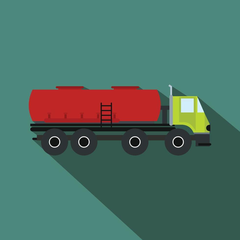 Truck with fuel tank flat icon vector