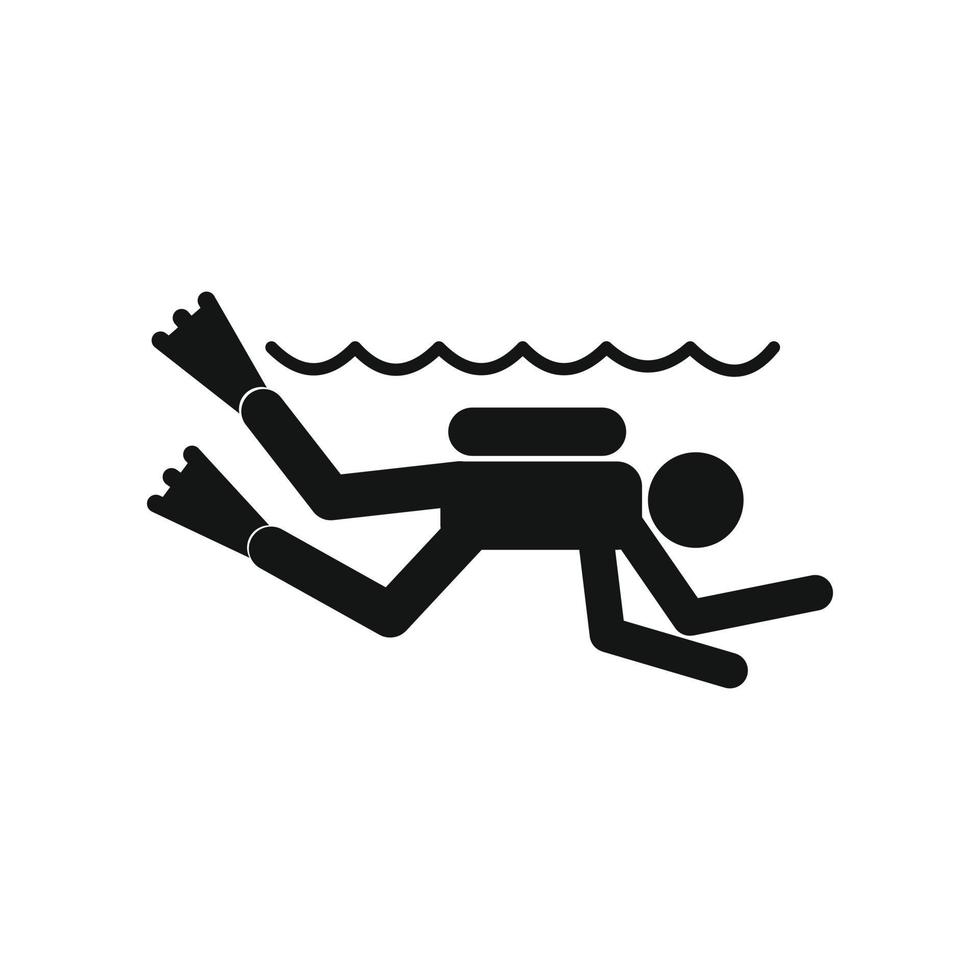 icono simple negro de buceo vector