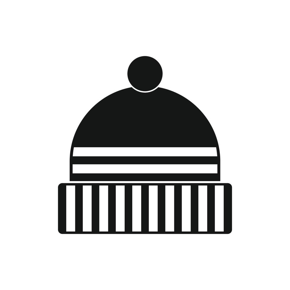 Knitted cap icon, black simple style vector