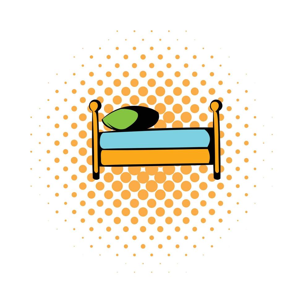 icono de cómics de cama individual vector