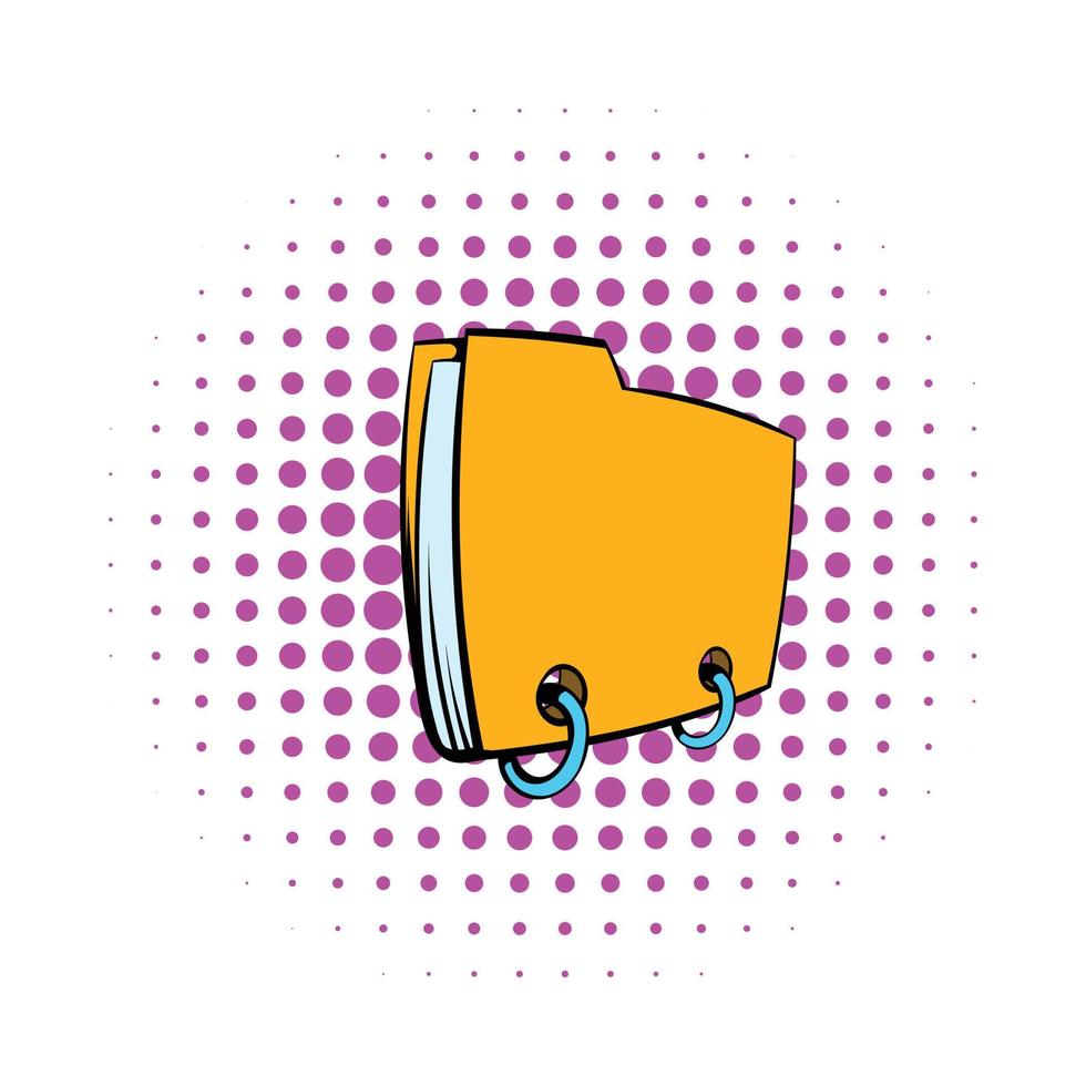Yellow file folder icon, comics style vector