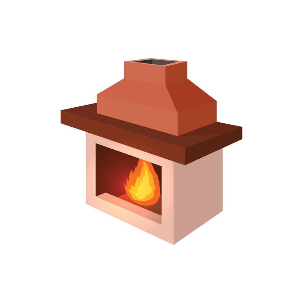 Fireplace icon, cartoon style vector