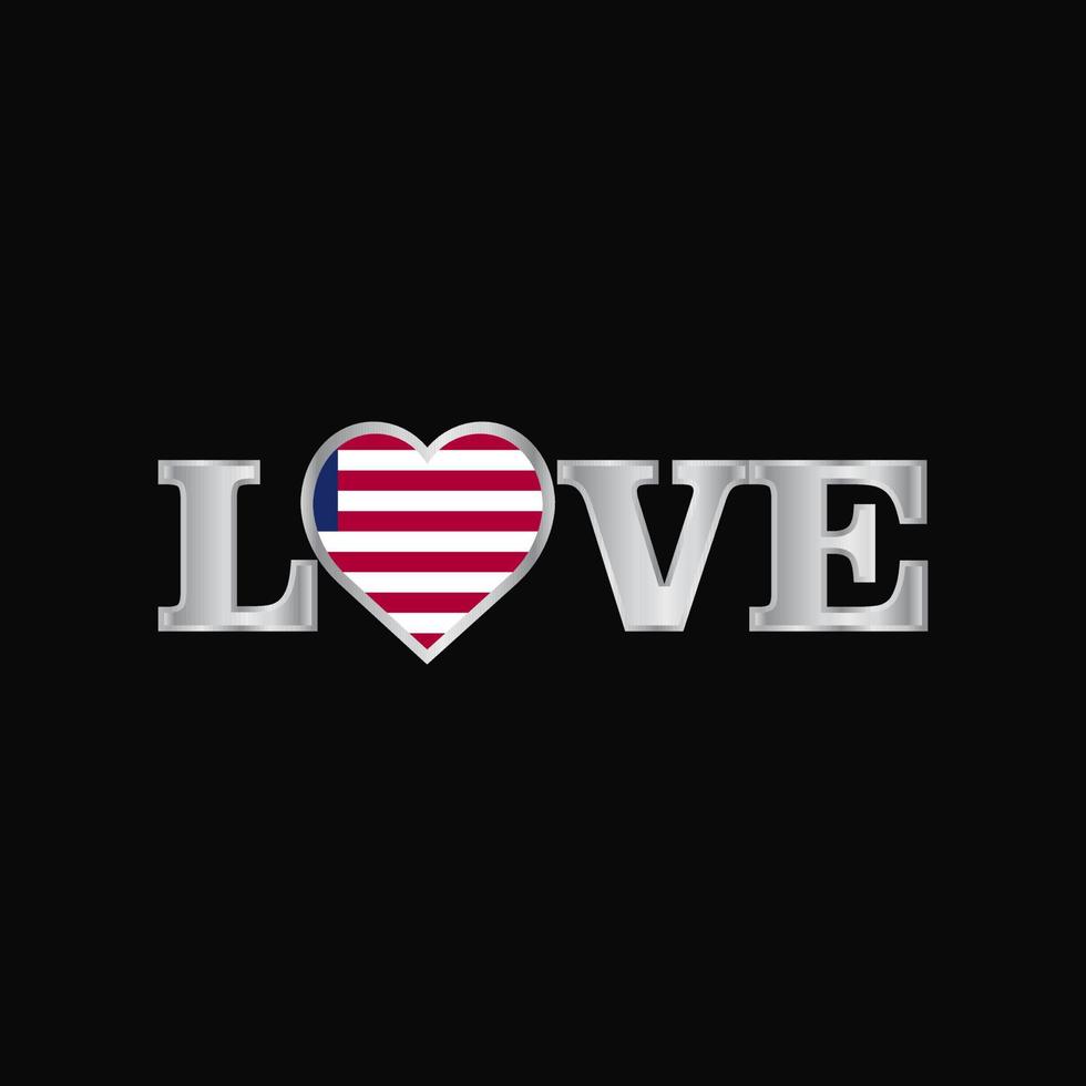 tipografía de amor con vector de diseño de bandera de liberia