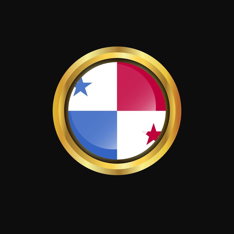 Panama flag Golden button vector