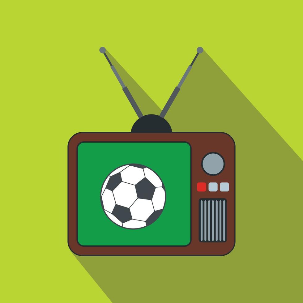 partido de fútbol en un viejo icono plano de tv vector