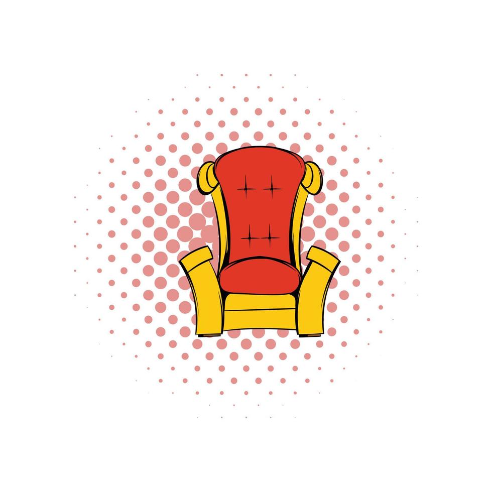 icono de cómic isométrico del trono rojo vector