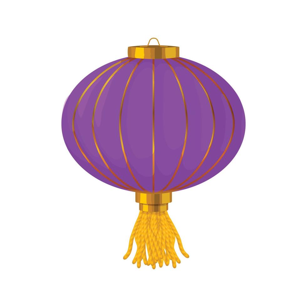 icono de linterna de papel chino púrpura, estilo de dibujos animados vector
