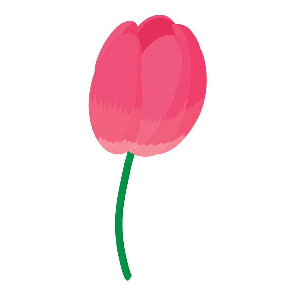 Pink tulip icon, cartoon style vector