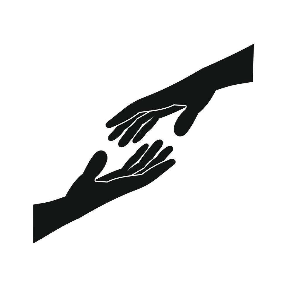 Two arms stretching towards each other icon vector