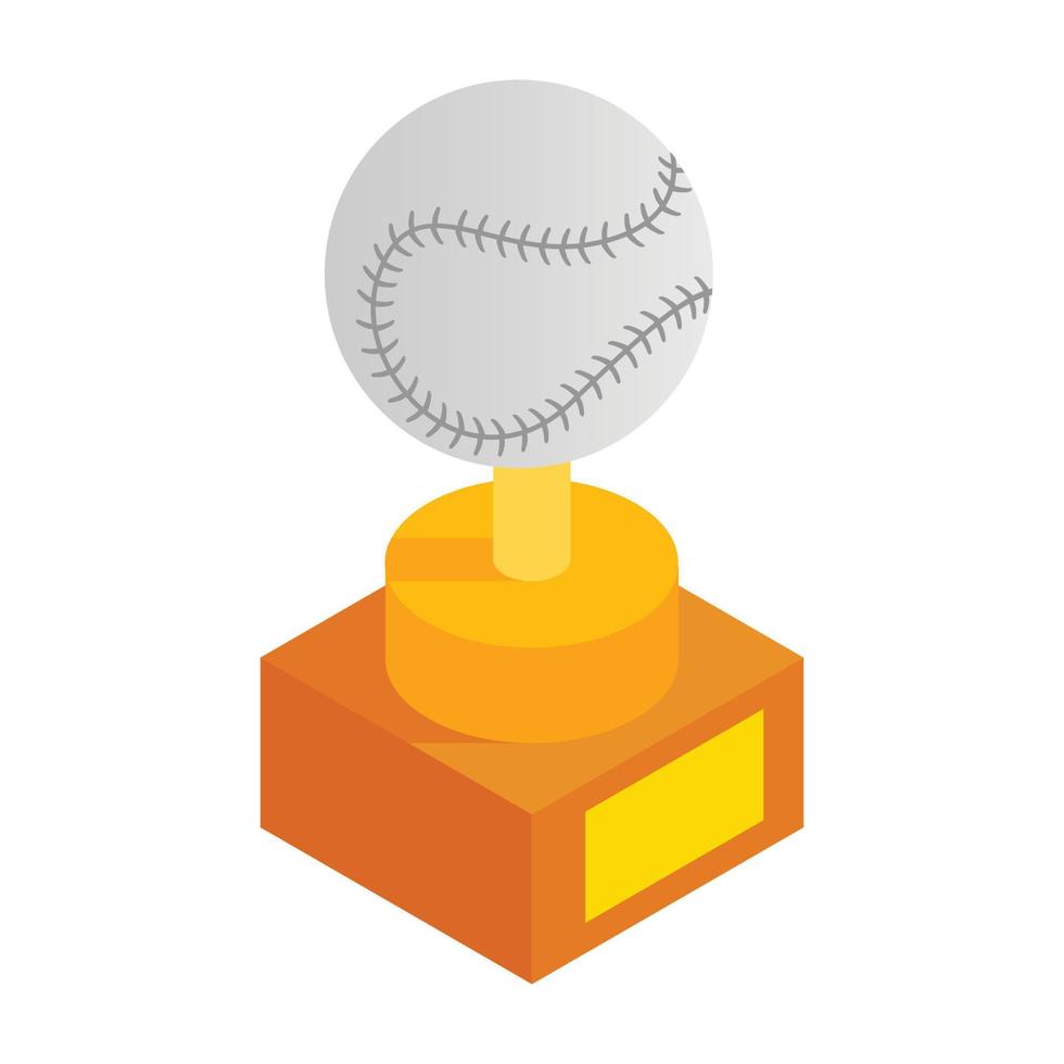 icono 3d isométrico del trofeo de béisbol vector
