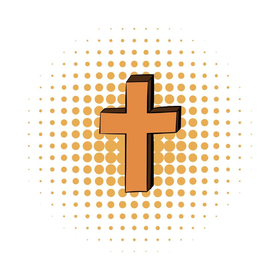 Christian cross comics icon vector