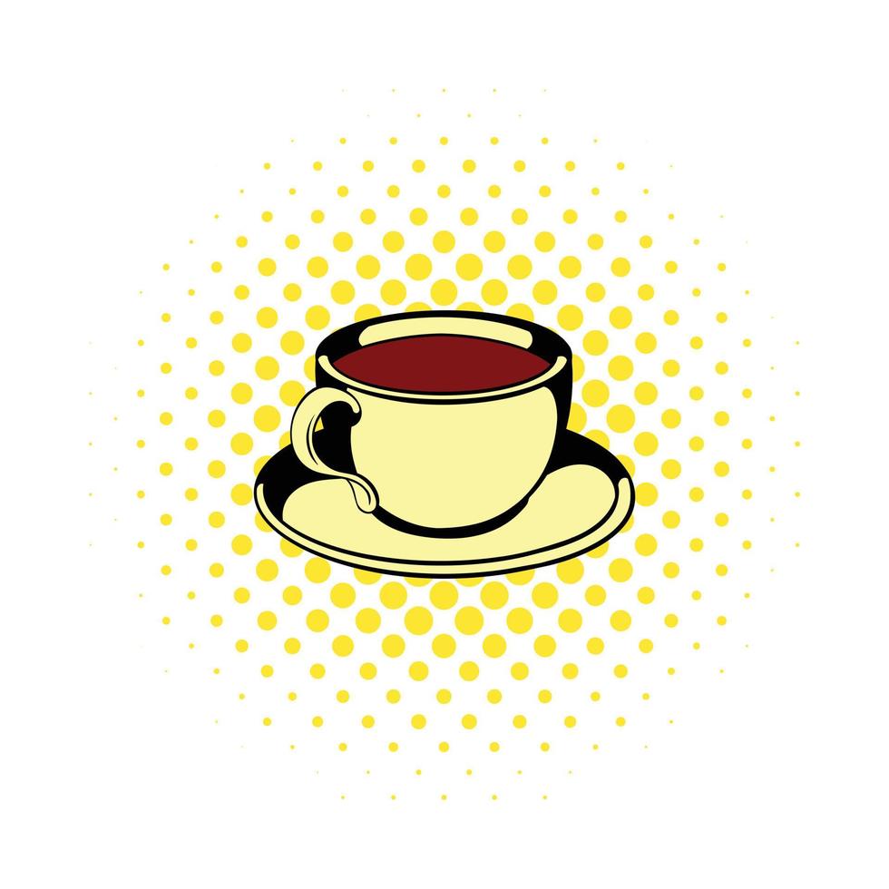 Cup of tea icon, comics style vector