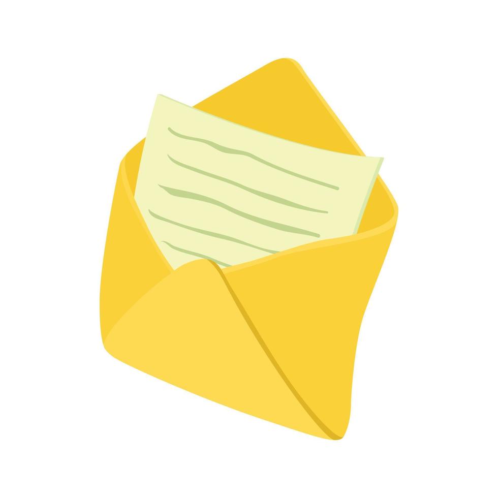 Open envelope with notepad sheet icon vector