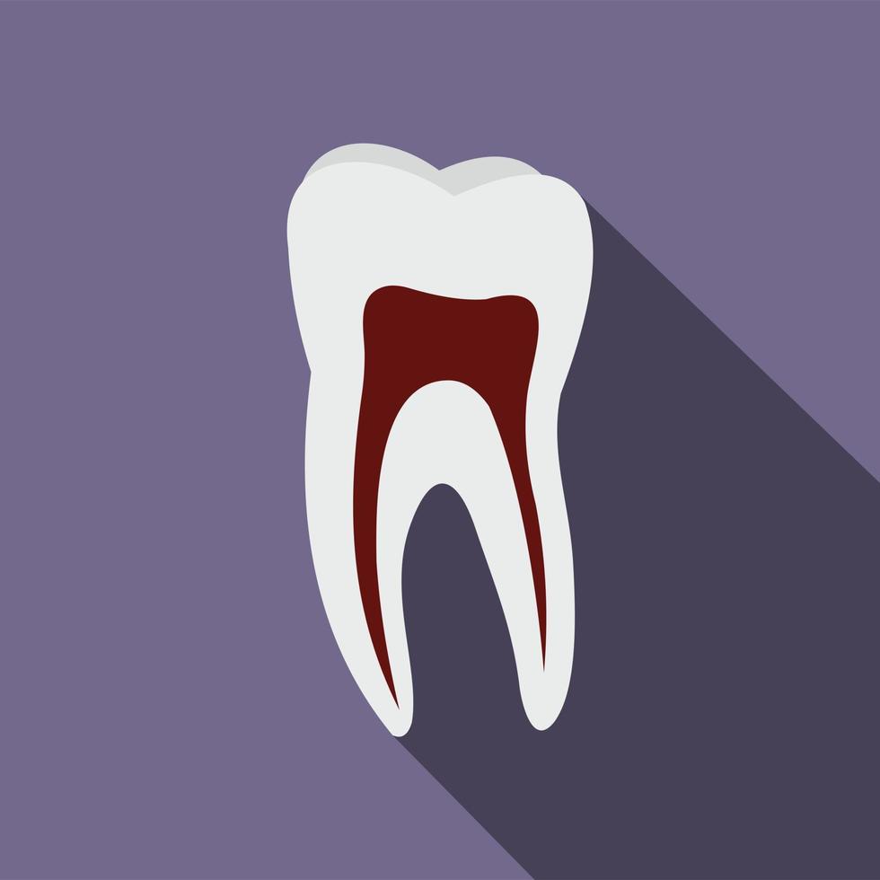 icono plano de diente humano vector