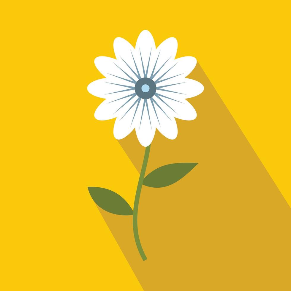 White flower icon, flat style vector