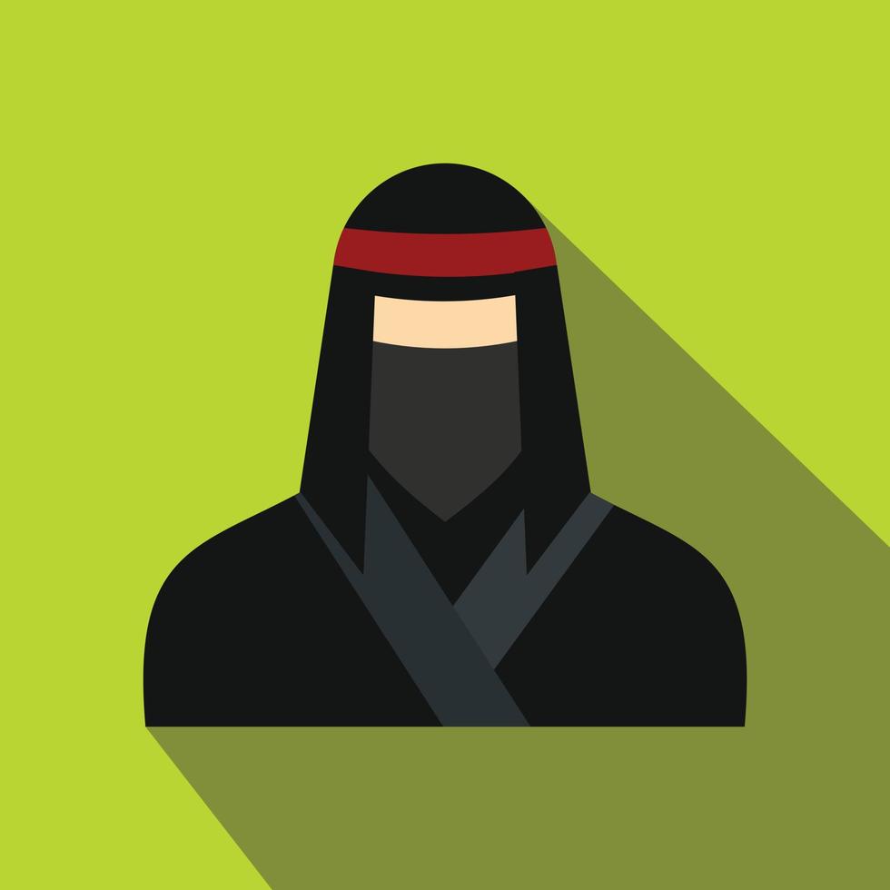 Female ninja in a black mask flat icon vector