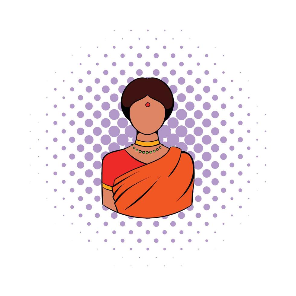 mujer india en icono de sari indio tradicional vector