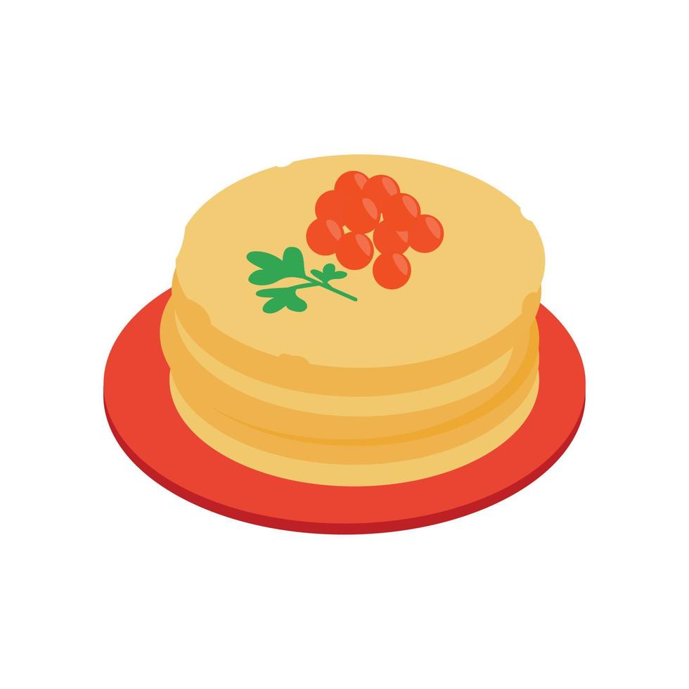 Roasted pancakes with caviar isometric 3d icon vector