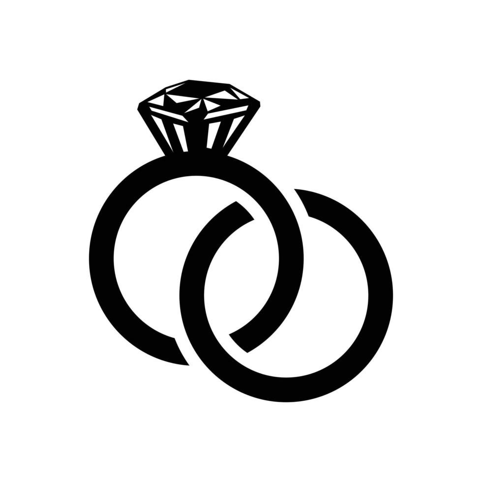 Wedding rings simple icon vector