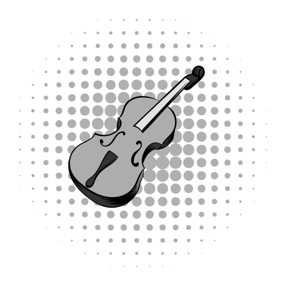 violín, gris, cómics, icono vector