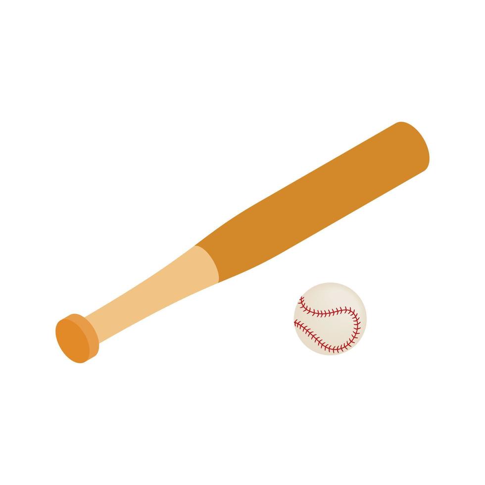 Baseball bat and baseball isometric 3d icon vector