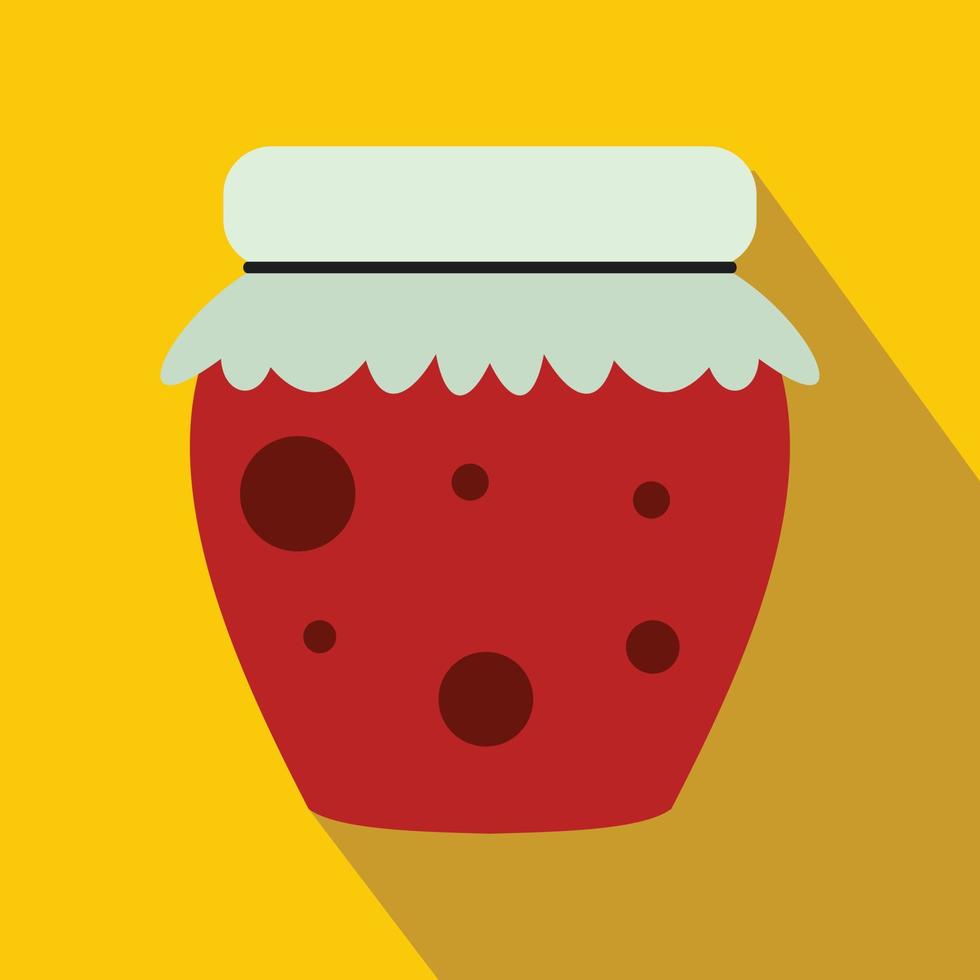 Jar of fruity jam icon, flat style vector