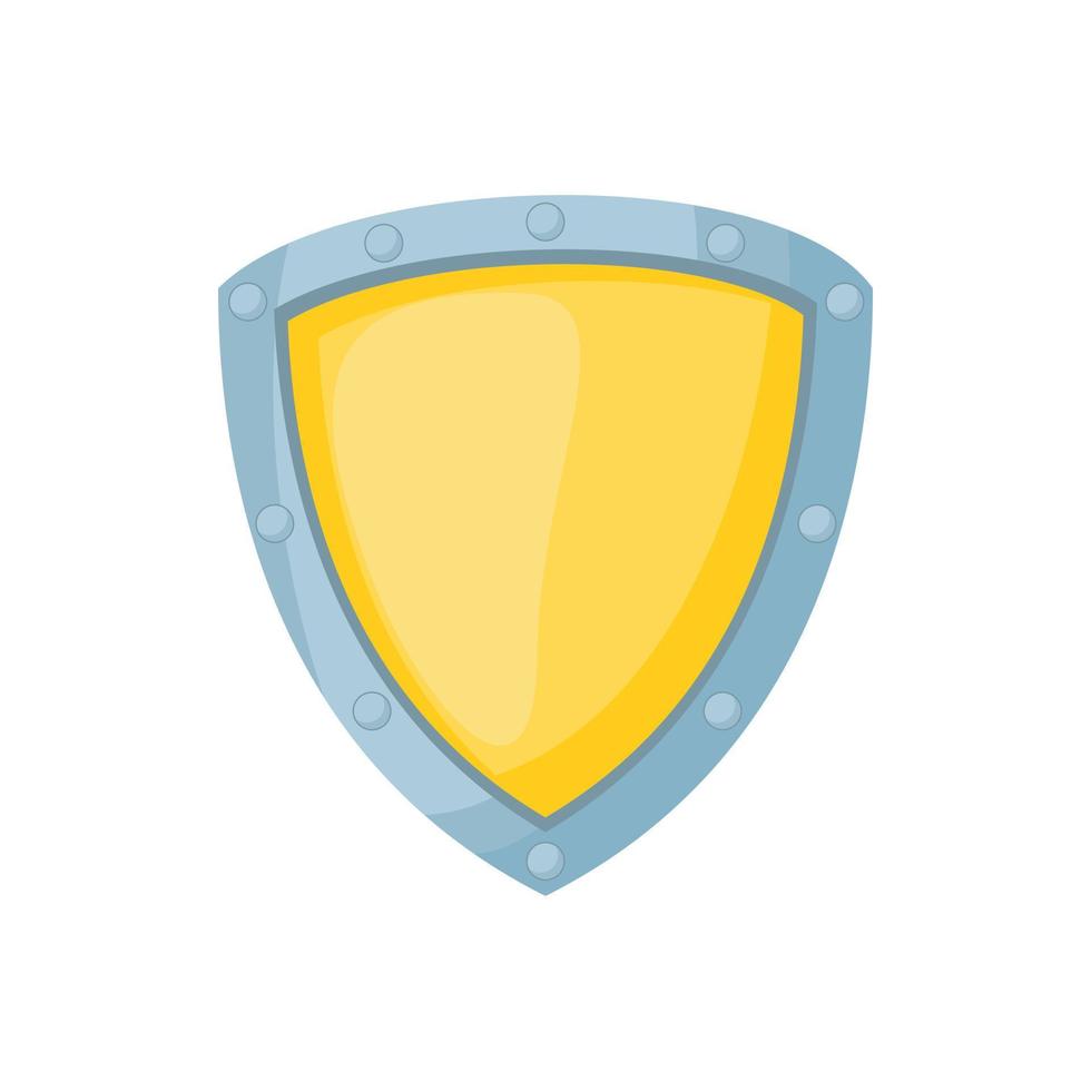 Shield for defense icon, cartoon style vector