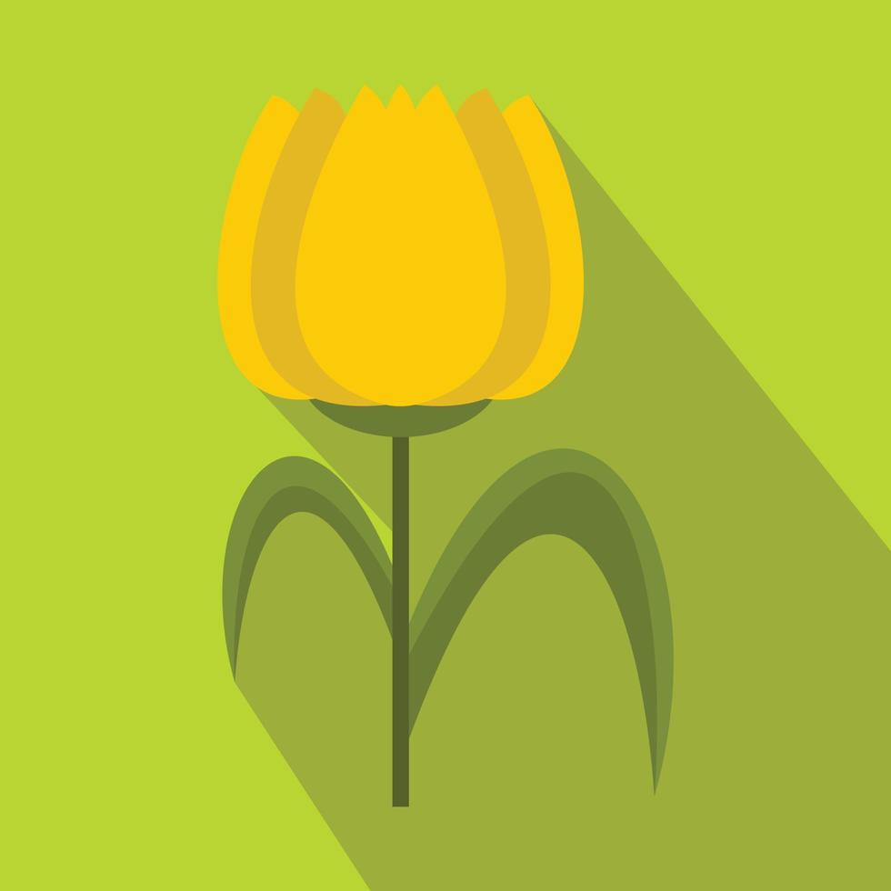Yellow tulip icon, flat style vector