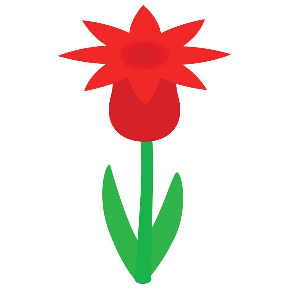 Red flower icon, isometric 3d style vector